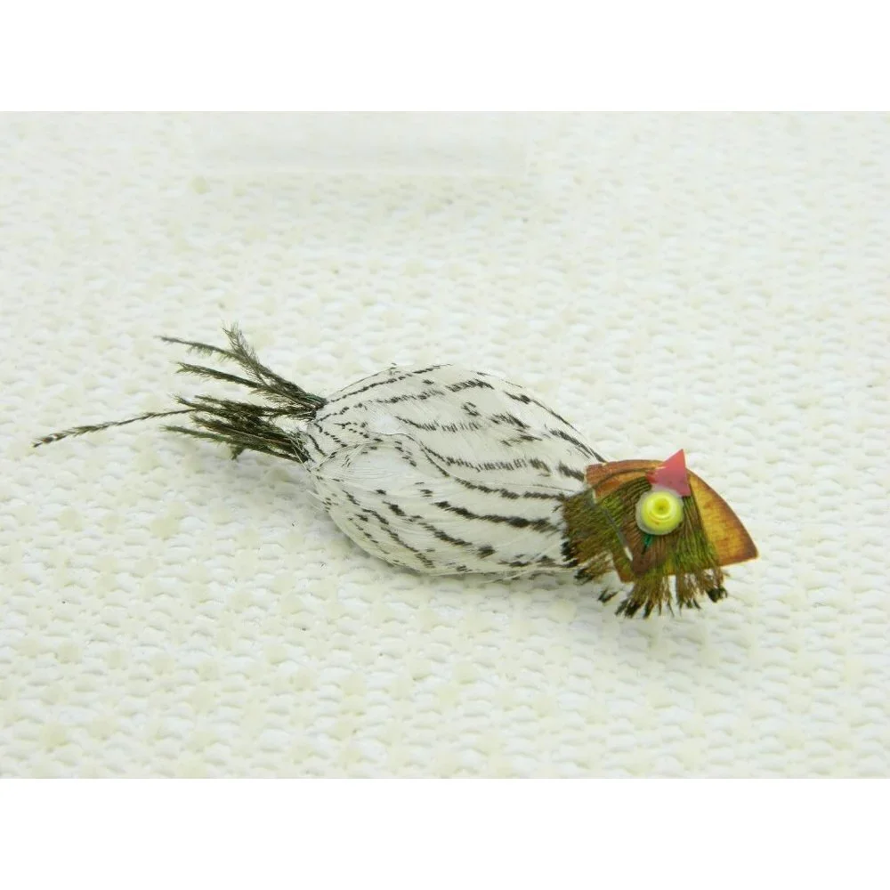 Feather Artist Made One Eyed Bird Pin Brooch Vintage